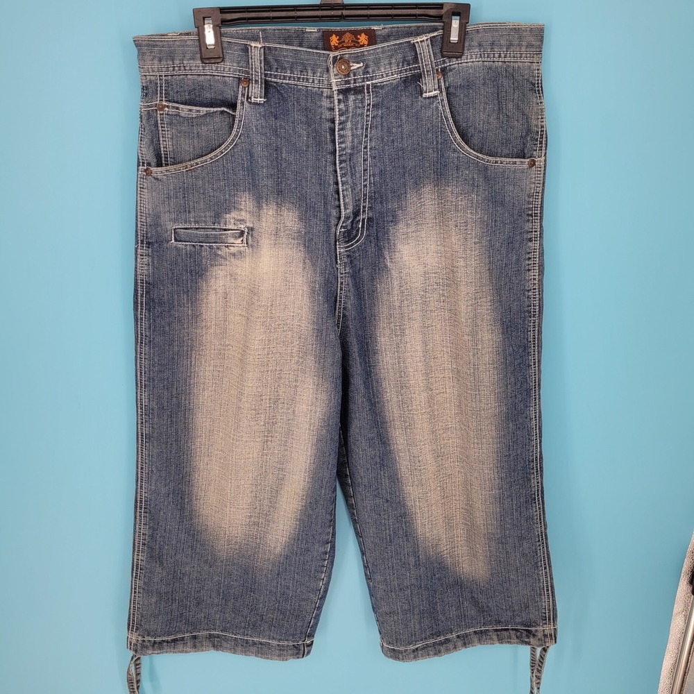 Vintage PJ Mark Baggy Denim Shorts Jorts Blue Washed Y2K Skater Hip Hop 36 baggy